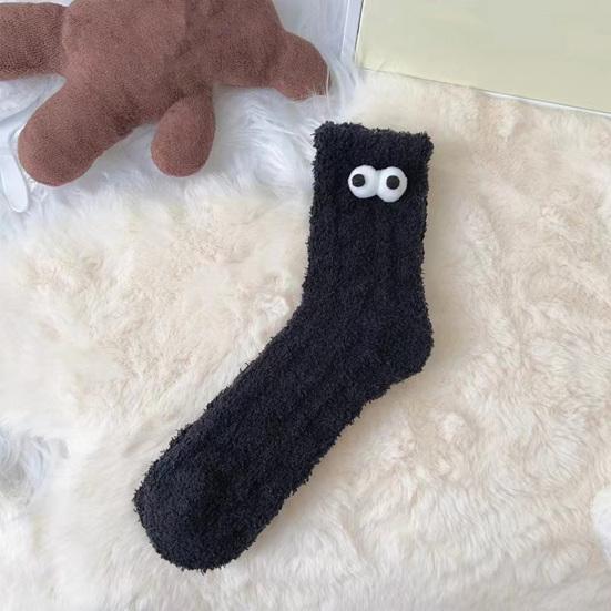 2 pary śmiesznych puszystych skarpetek z dużymi oczami dla kobiet, ciepłe skarpety do spania, zimowe przytulne grube skarpety do noszenia w domu i spania