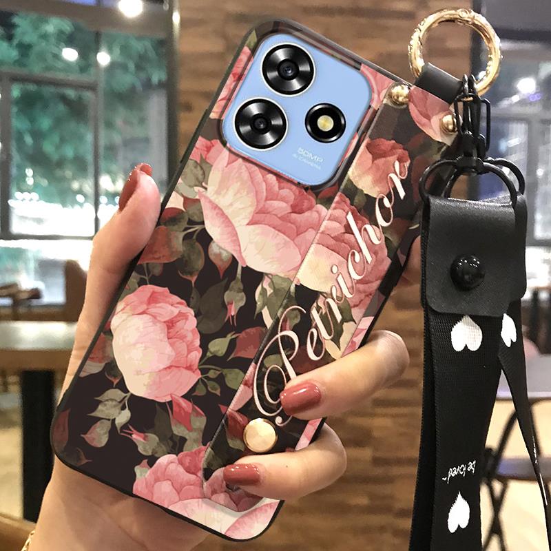 Fashion Design Soft case Phone Case For ZTE Blade A73 4G/V50 Smart Silicone Lanyard Shockproof Back Cover Dirt-resistant