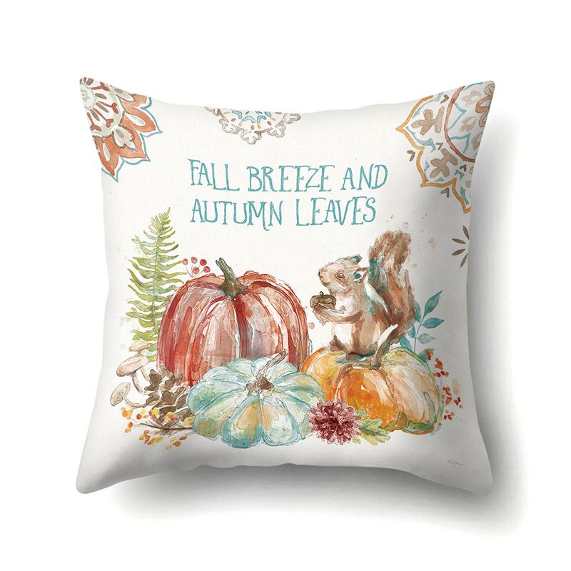 Thanksgiving Pillowcase Blessing Maple Leaf Pumpkin Sofa Cushion Cover Office Home Living Room Pillowcase