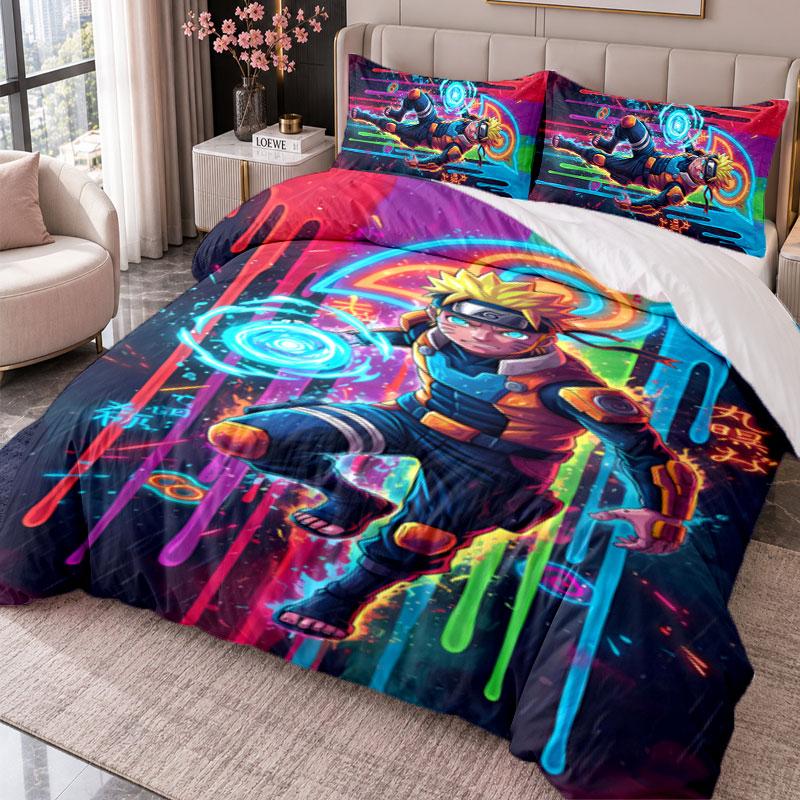 Naruto Uzumaki 3Pcs Bedding Set Duvet Cover With Two Pillowcases For Bedroom Home Decoration