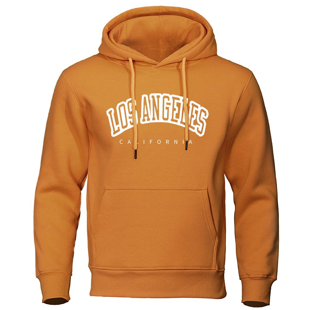 Los Angeles California Usa City Print Men Hoodie Harajuku Print Streetwear Simplicity Loose Sportswears Autumn Fleece Sweatshirt