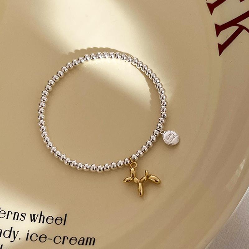 Y2K Creative Cute Balloon Dog Bracelets for Women Beads Chain Ladies Bracelet Jewelry Sweet Couples Fashion Elastic Rope Metal