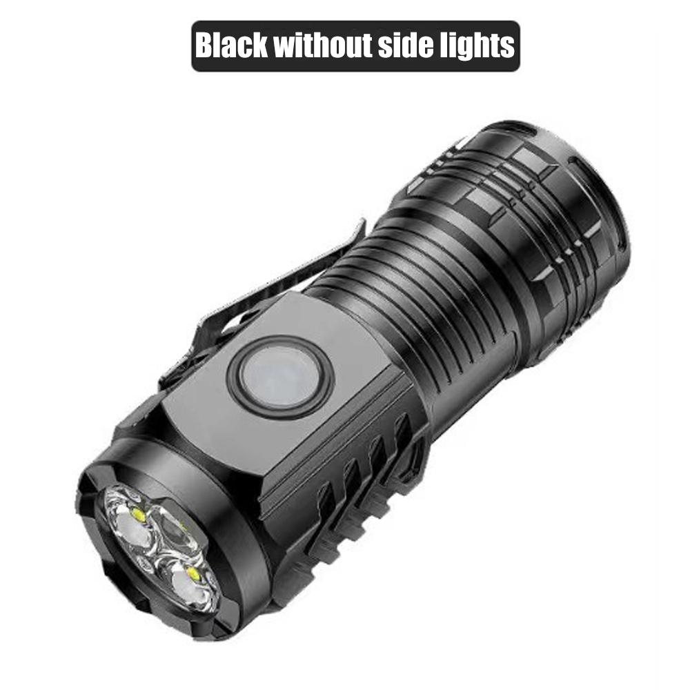 Tříoká malá ocelová svítilna s bleskem Silné světlo Dobíjecí Ultra jasná Přenosná Venkovní osvětlení Mini světlo s klipem na klobouk