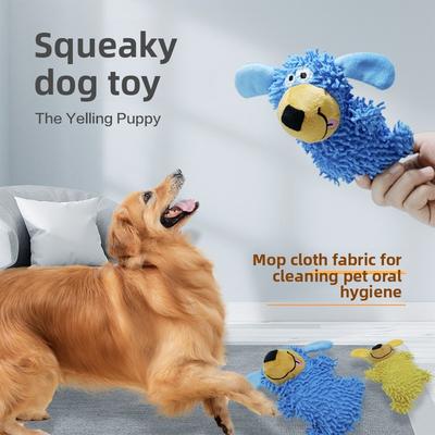Mop Plush, Cute Dog Biting and Making Sounds, Throwing and Grinding Teeth Toys, Large and Small Dog Training Interactive Plush Toys