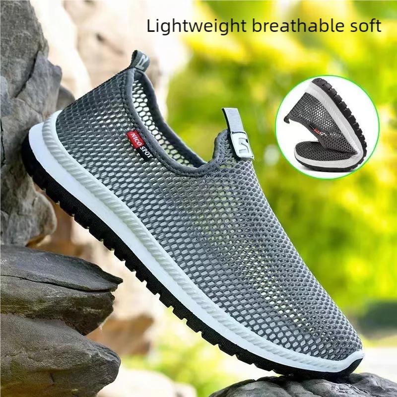 Men's Breathable Lightweight Casual Mesh Sports Shoes Summer Outdoor Soft Sole Running Shoes Fashion Walking Shoes Male Sneakers