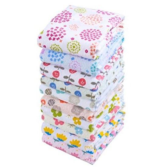 Kosugizen Face Towel Yoku Bari Print Flower 5 Designs 2 Colors 1 Piece 34 80 cm Quick-Drying Thin Type 10 Set SV-2011-10