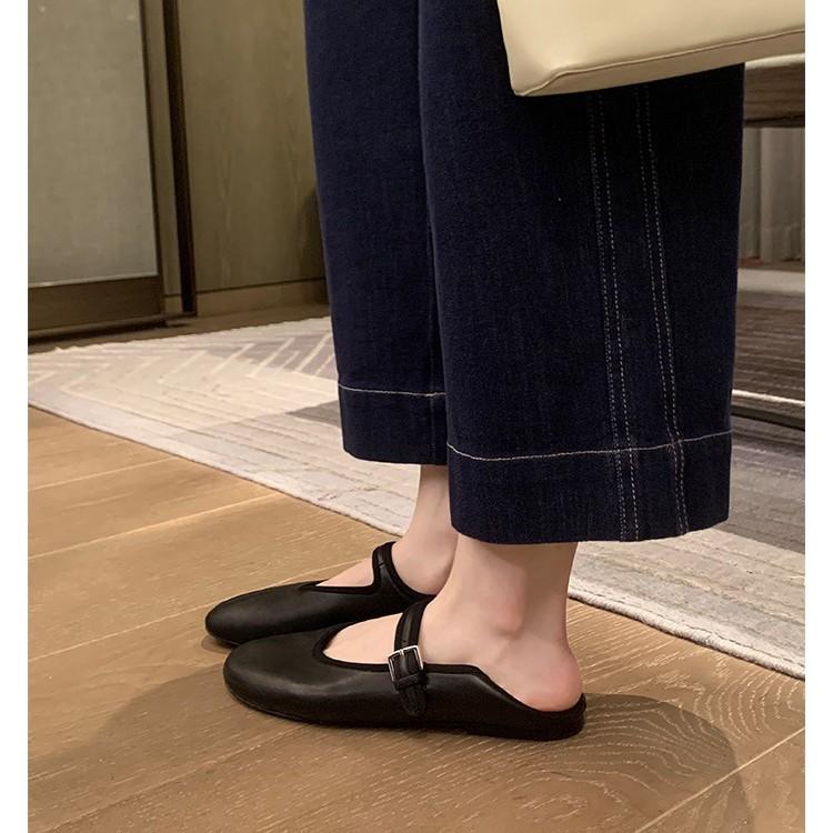 Rindsleder-Version ~ Einfache Ein-Wort-Schnalle aus echtem Leder Mary Jane Einzelschuhe Damenschuhe mit weichen Sohlen kleine Lederschuhe Ballerinas flache Schuhe Damenschuhe