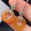 Chinese Style New Exquisite Drop Earings Creative Vintage Natural Yellow Jade Chalcedony Earrings For Women Fine  Jewelry