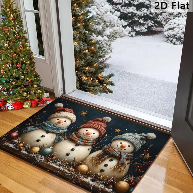 

1pc Three Santa Claus Doormats Snowman Floor Mat Living Room Rug for Bedroom Welcome Mat Outdoor Rug Christmas Rug 40x60cm