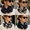 1-5PCS Autumn Winter Women Plaid Neck Warmer Magnetic Button Tie Knitted Warm Soft Decorative Scarf for Home Party Gift Daily