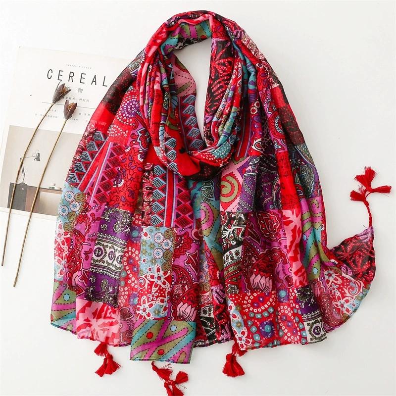 Bohemian Ethnic Style Sunscreen Scarf Beach Shawls Arabian Scarf Middle East Dubai Turkey Palestinian Hijab Scarves