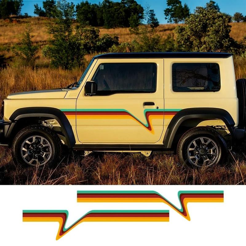 Car Door Side Striped Stickers Vinyl Decals For SUZUKI JIMNY 2 Door and 4 Door Self-adhesive Auto Body Decoration Accessories