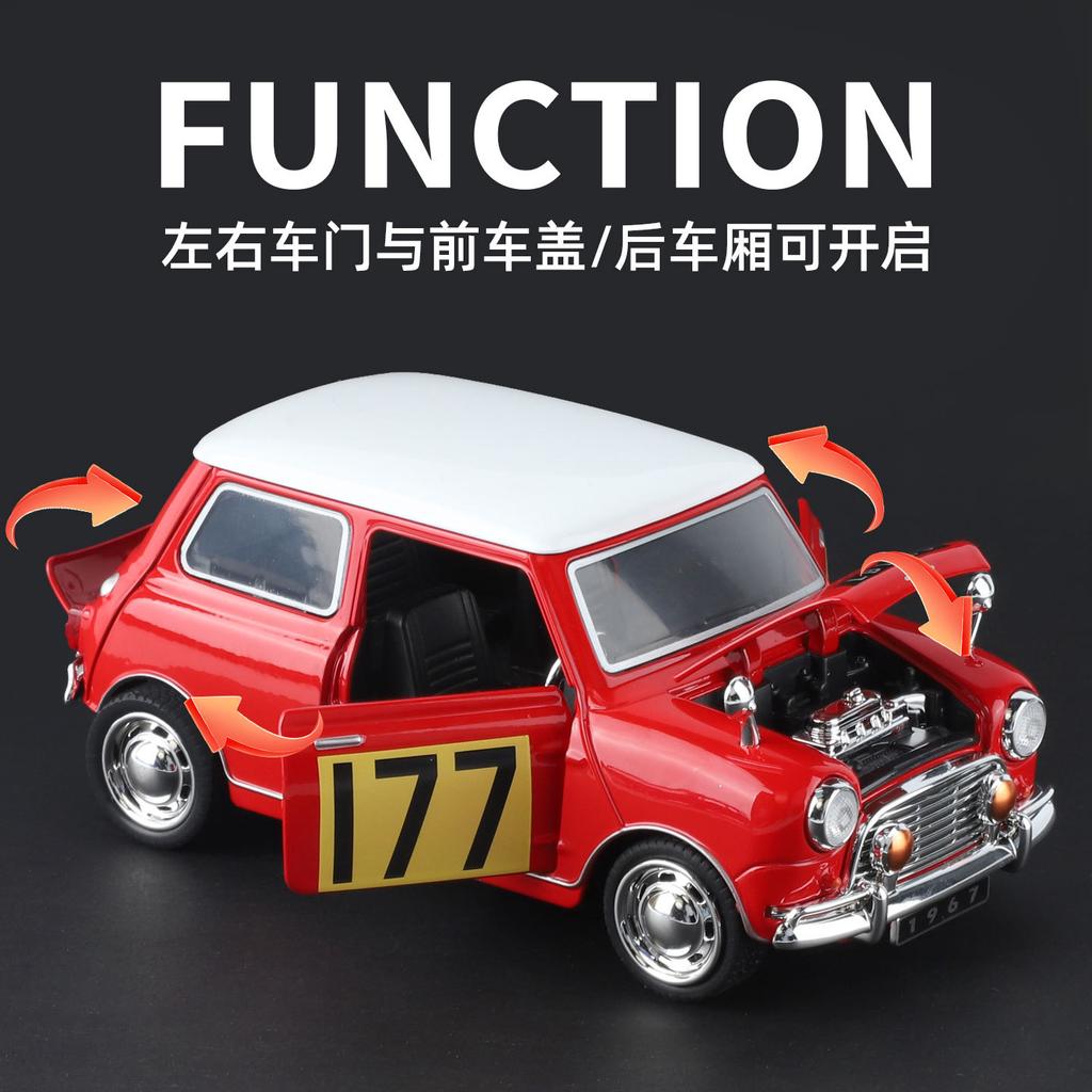 1:32 Morris Mini Cooper 1967 Klassisches Rennsport-Legierungsmetall Druckgussmodellauto Heimdekoration & Computer-Schreibtisch-Ornamente Geschenke
