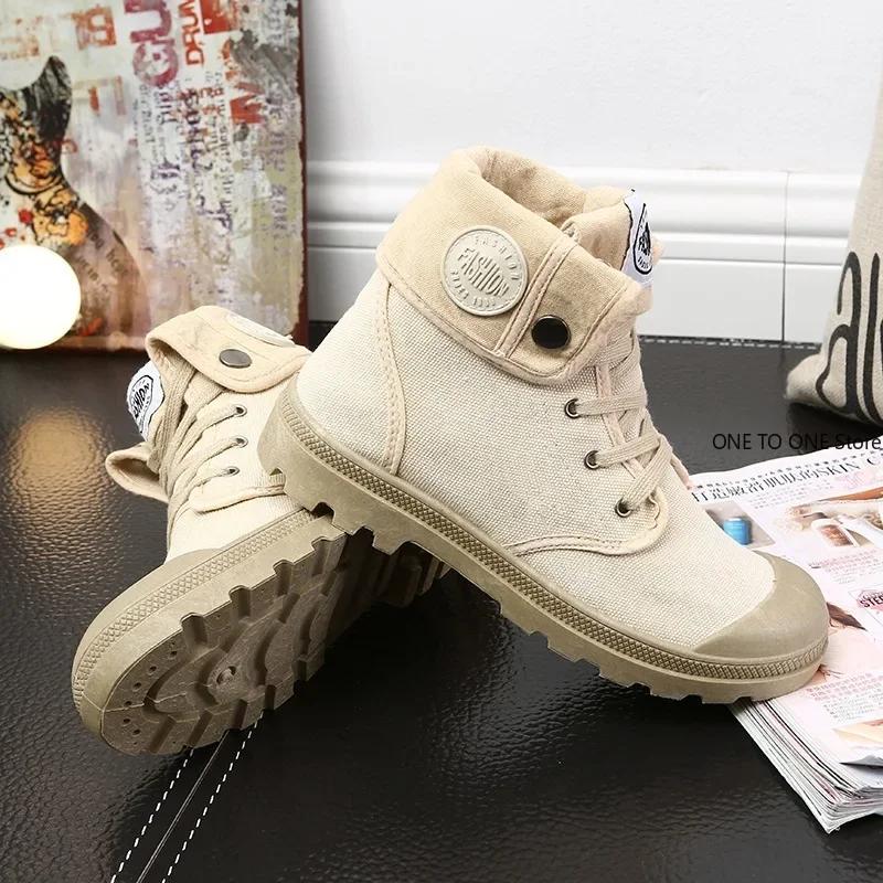 Fashion Women's Canvas Shoes Women Work Boots Palladium Style Fashion High-top Breathable Ankle Casual Shoes Female High Quality 35-41