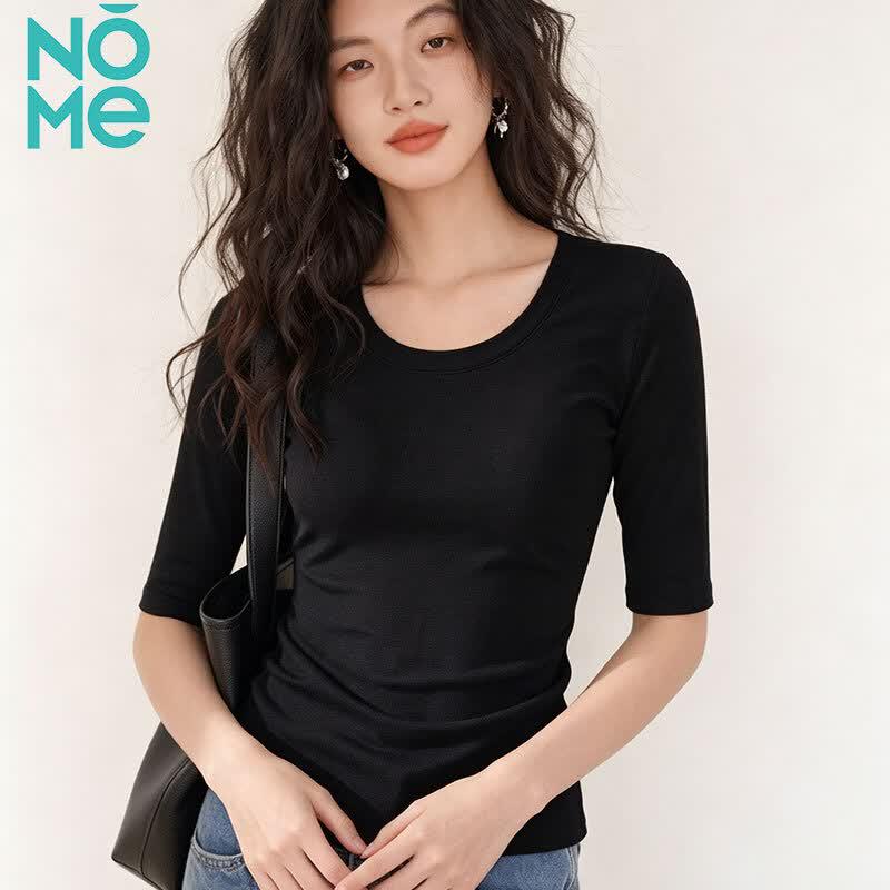 NOMe Women's Slim-Fit Lyocell U-Neck T-Shirt