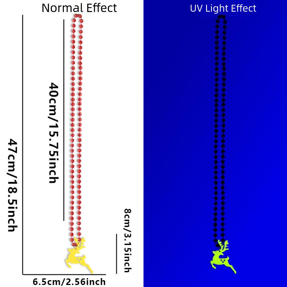 Christmas Decorative Glow Necklace Christmas Fluorescent Necklace Party Christmas Tree Elk Bead Necklace Decoration Pendant
