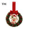 Holiday Party Souvenirs Mini Christmas Wreath Door Handle Decoration, Gingerbread/Angel/Bell/Snowman Artificial Pine Small Hanging Decor with
