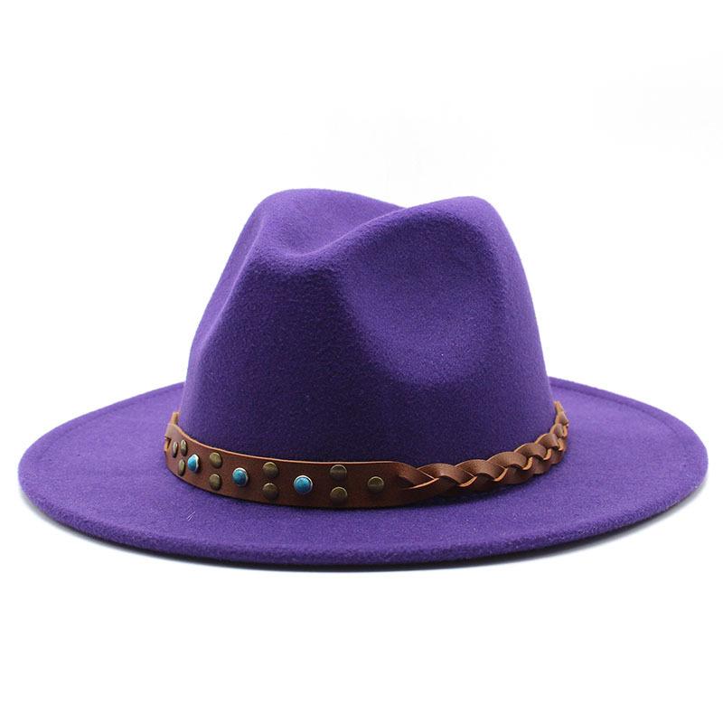Felt Hat British Belt Vintage Versatile Top Hat Men'S And Women'S Jazz Hat Wool Hat