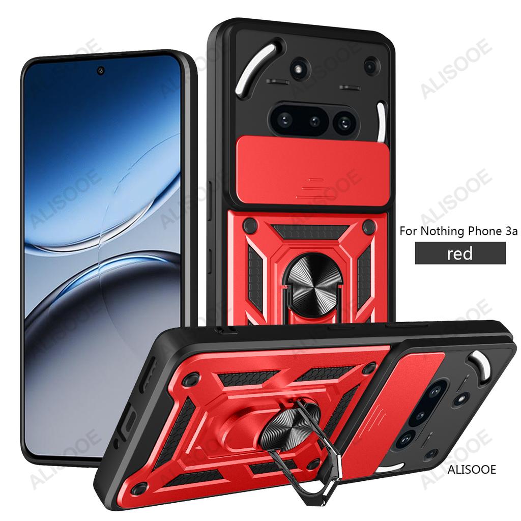 Funda for Nothing Phone 3A Case Slide Camera Protection Ring Stand Shockproof Back Cover for NothingPhone 3A Capa Funda