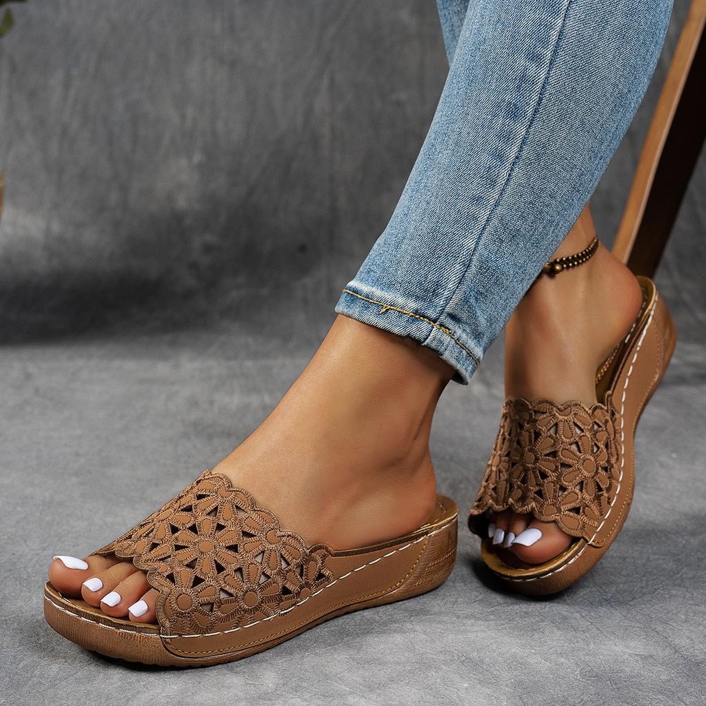 Mode Damen Sandalen Keilabsatz Sommer Indoor- und Outdoor-Hausschuhe Hohe Absätze Sandalias De Mujer