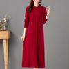 Mom autumn dress large size temperament dress long sweater mid-autumn and winter versatile loose backing skirt thick