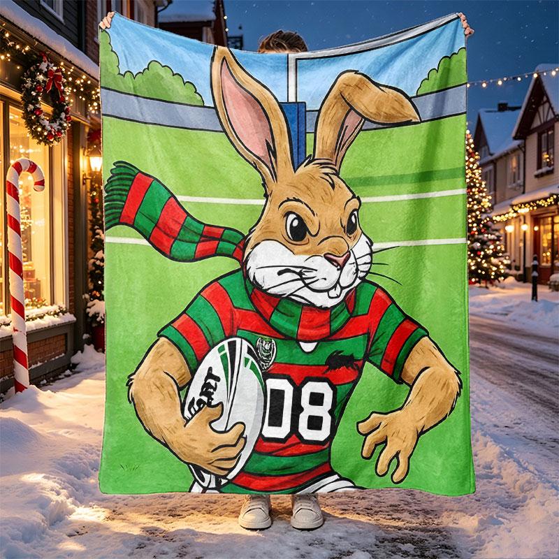 South Sydney Rabbitohs Pattern Blanket for Home Decoration, Bed, Sofa, Car Travel, Camping, Suitable for All Seasons, Birthday Christmas Gift