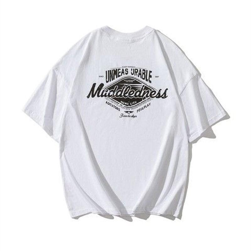 Amerikanische Retro Buchstaben T-Shirts Sommer Junger Stil Junger Stil Druck Herrenbekleidung Lässig Locker Rundhals Kurzarm Basic Pullover