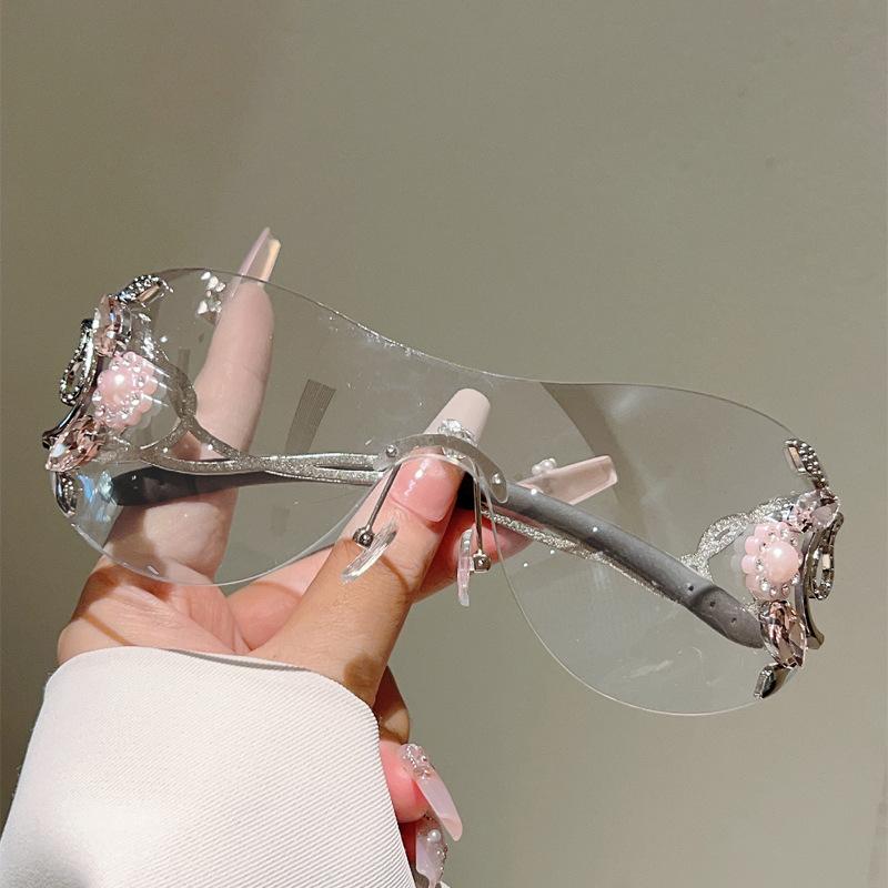 Flower Metal Snake Sunglasses Women For Men Vintage Diamond Sun Glasses Punk Popular Rimless Luxury Brand Designer Eyewear