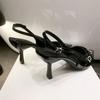 High Heels Pointed Thin Heels Beautiful Bag Head Sandals Women's 2025 New Summer French Temperament Black Small Heel Shoes