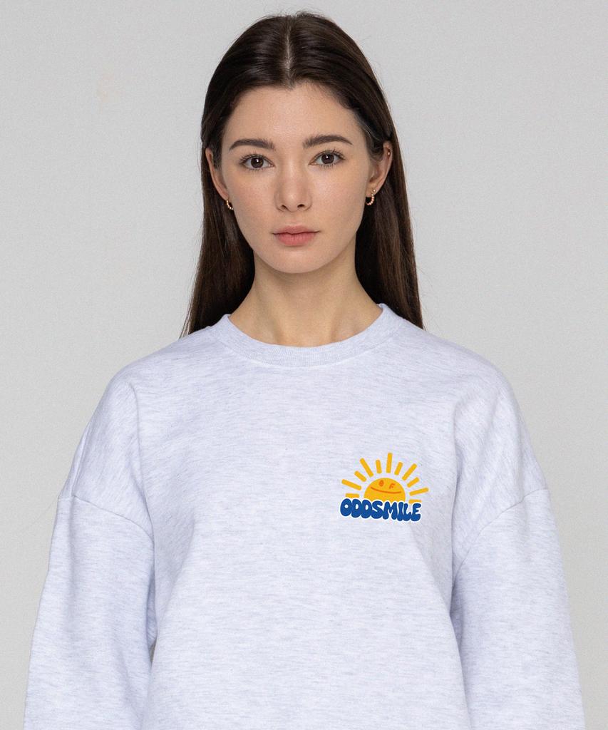 GRAVER [Unisex] Oddsmile Sun Smile Sweatshirt_Melange White