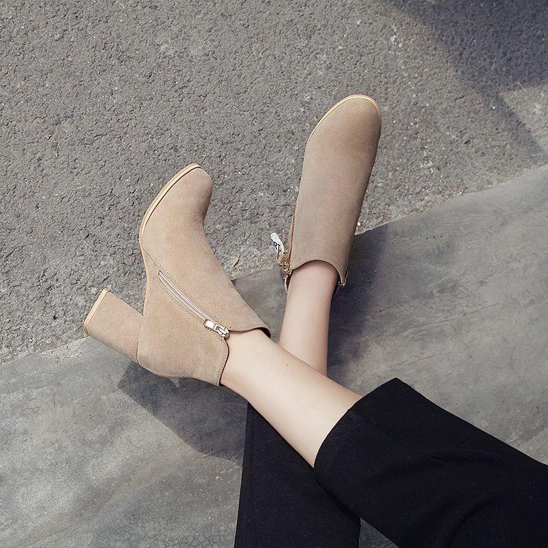 Fashion Heeled Ankle Boots for Women Autumn Winter Round Toe Booties Chic and Elegant Fashion 2025 Warm Woman Short Shoes On Promotion