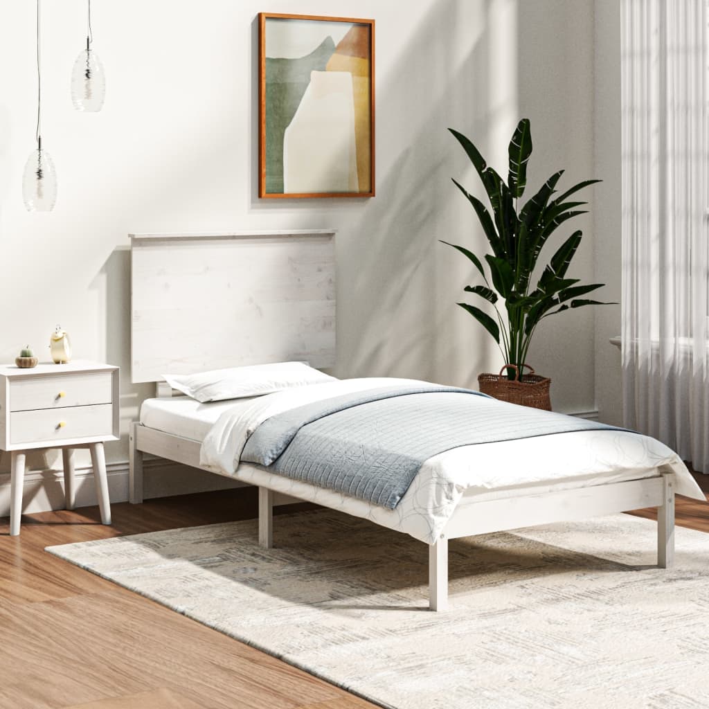 Vidaxl Rama Łóżka Bez Materaca, Biała, 90X200 Cm, Lite Drewno Sosnowe