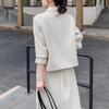 Korean-Style Elegant Women's Beige Blazer & A-Line Skirt Set for Early Spring 2026