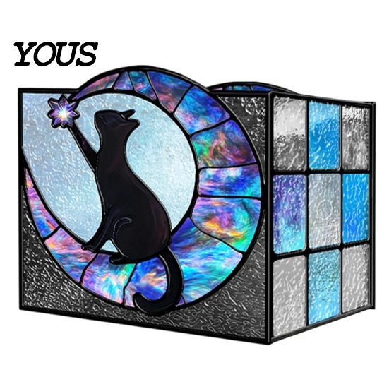 Multi Purpose Desktop Organizer Stained Glass Style Pen Holder, Unique Acrylic Organizer, 3D Exquisite Art Ornament Embossed Relief Pattern