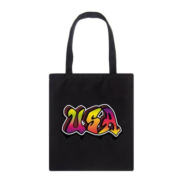 Noua geantă de umăr Ulzzang amuzantă cu scrisoare de desene animate Harajuku pentru femei, geantă de școală gotică, geantă de pânză Y2k, geantă casual pentru cumpărături de mare capacitate