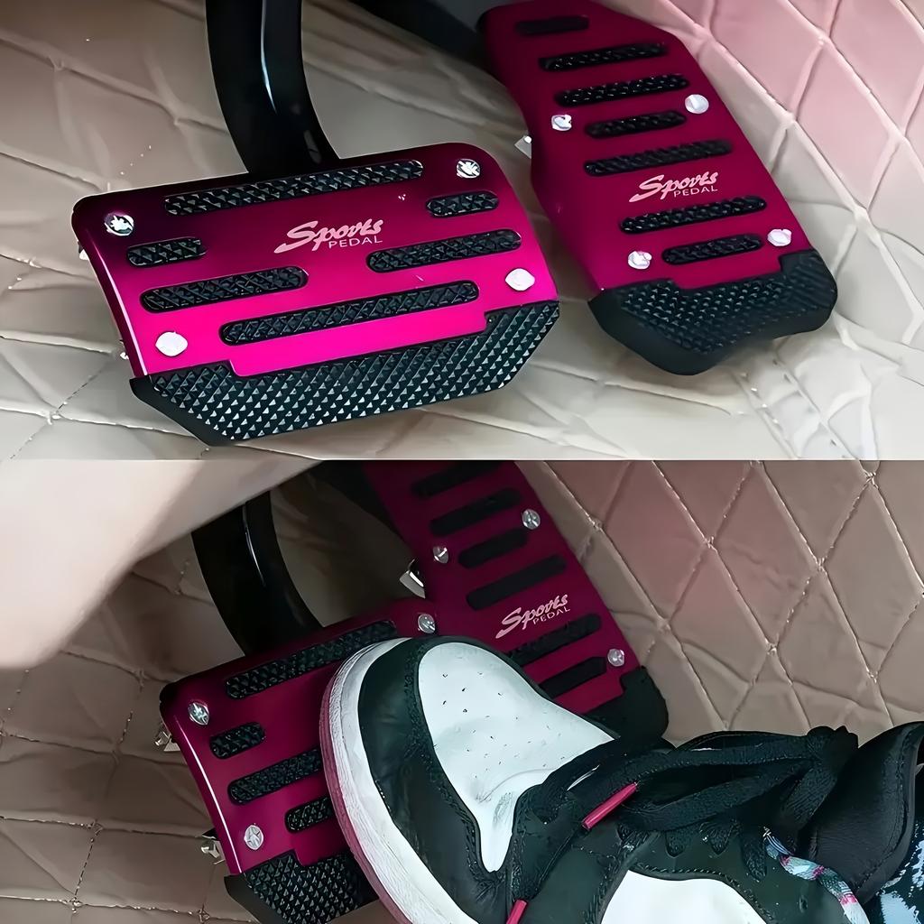 [Non-Slip Pedal Covers] Non-Slip Aluminum Alloy Car Pedal Covers | Durable Foot Pads - Compatible with Most Automatic Transmission Models