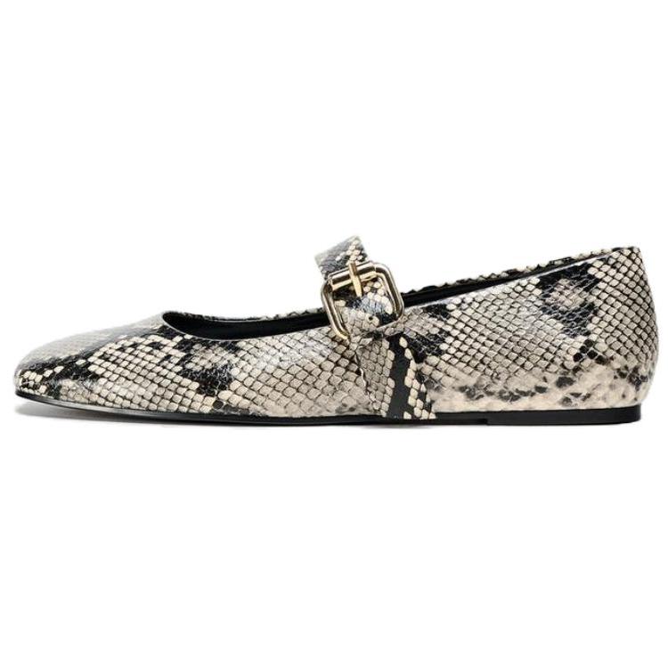ZARA Snakeskin Print Mary Jane Flat Shoes Womens 12502510201 39
