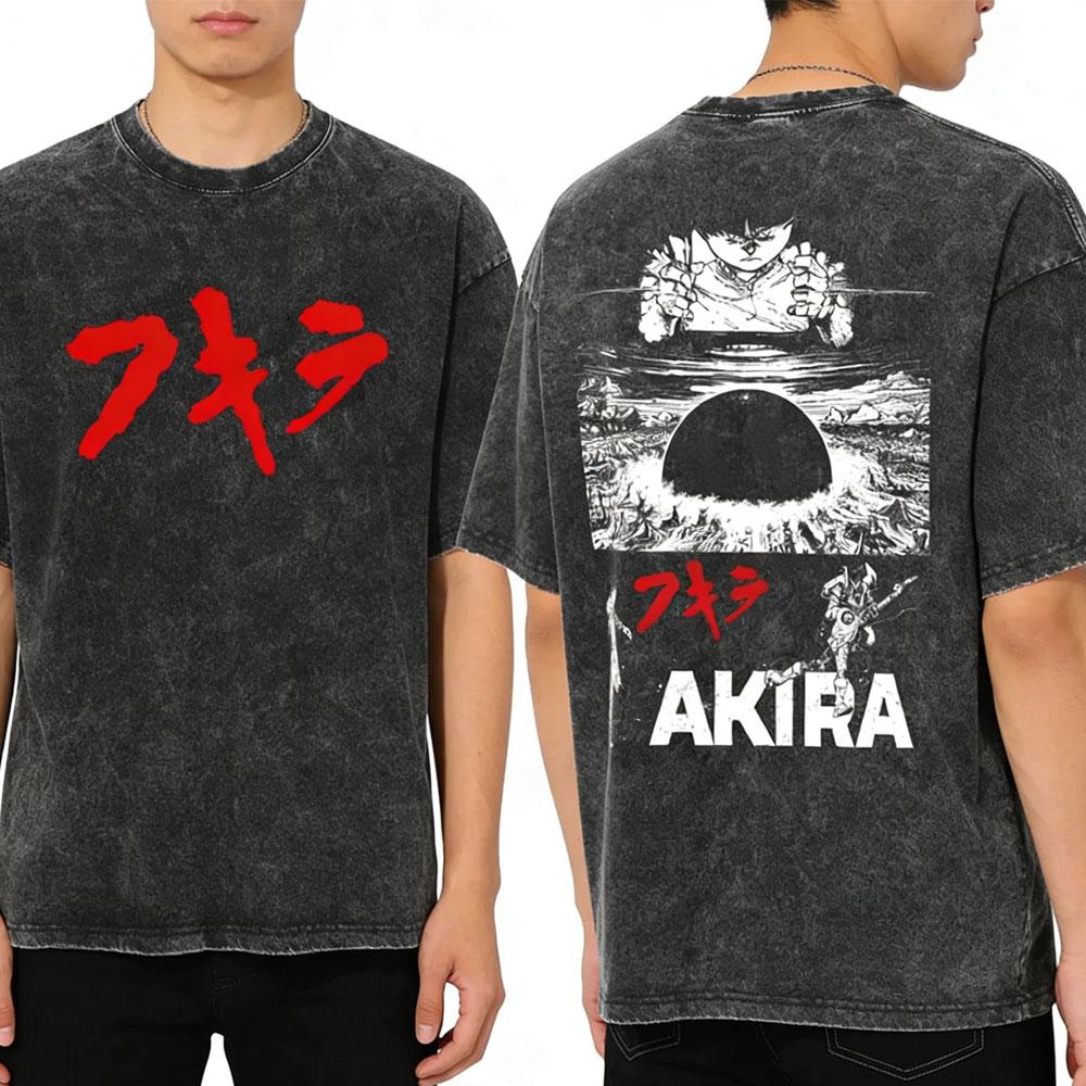 Washed Vintage 90s Anime Akira T Shirts Japanese Science Fiction Cartoon Movie Shima Tetsuo T-shirt Men Women Oversized T-shirts S разноцветный