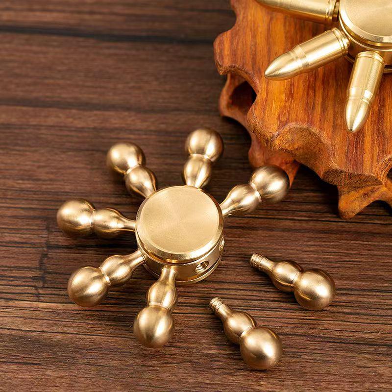 Brass Fingertip Gyro Combat Eight Arm Gyro Detachable Metal Adult Decompression Artifact Student Creative Gift Hand Play Piece
