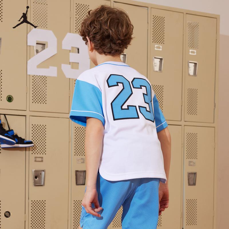 Jordan Shirt Comfortable Soft Lightweight Breathable Short Sleeve Kids Tops North-Carolina-Blue JD2322032GS-001_DS