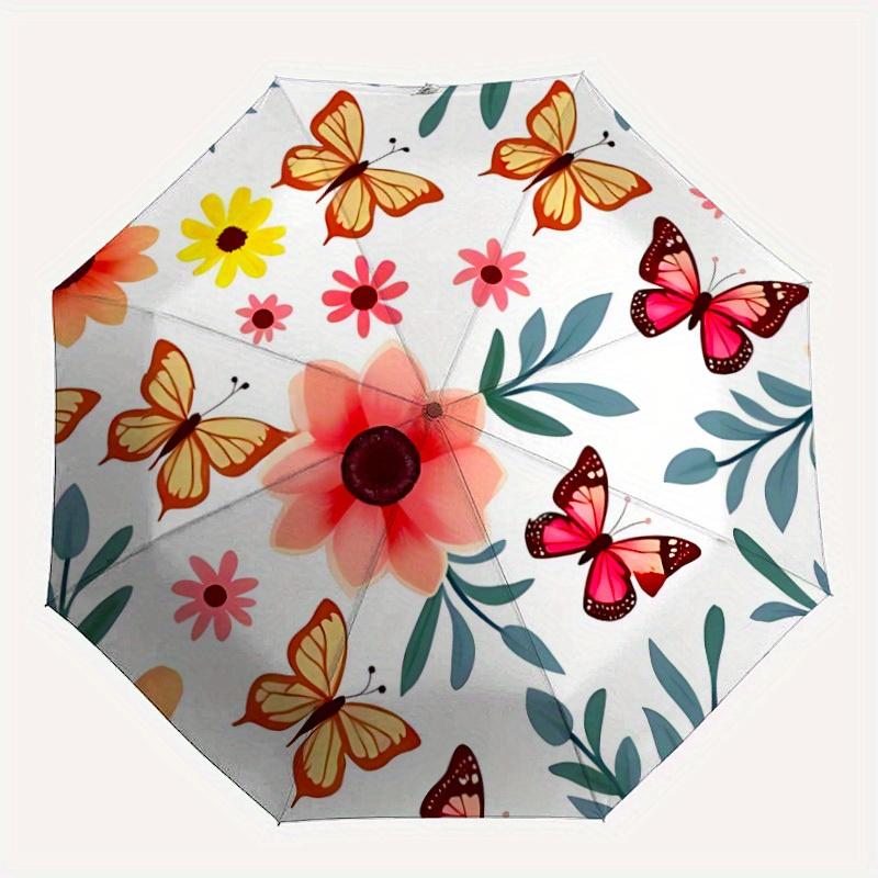 

1pc Butterfly Floral Pattern Automatic Open/Close Umbrella, Ideal Fan Gift for Birthday, Christmas, Trendy Fashion yy250828071