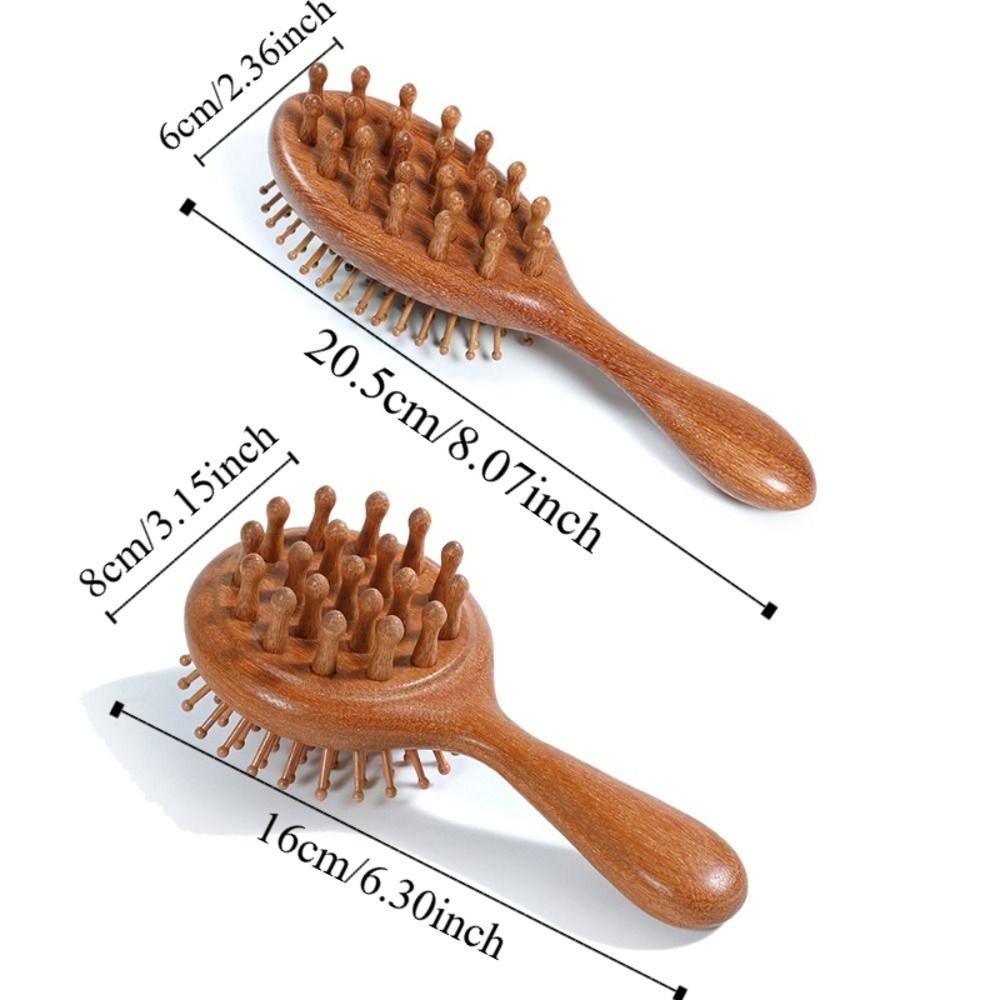 Double-Sided Head Massage Comb Comfortable Handle Wooden Meridian Hair Comb  Scalp Care