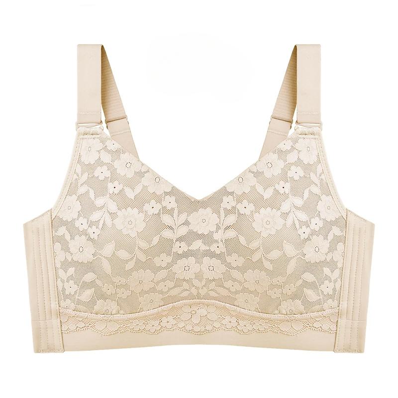 

Кружевной бюстгальтер без косточек без пены для женщин с полным покрытием M-3XL 4XL бежевый