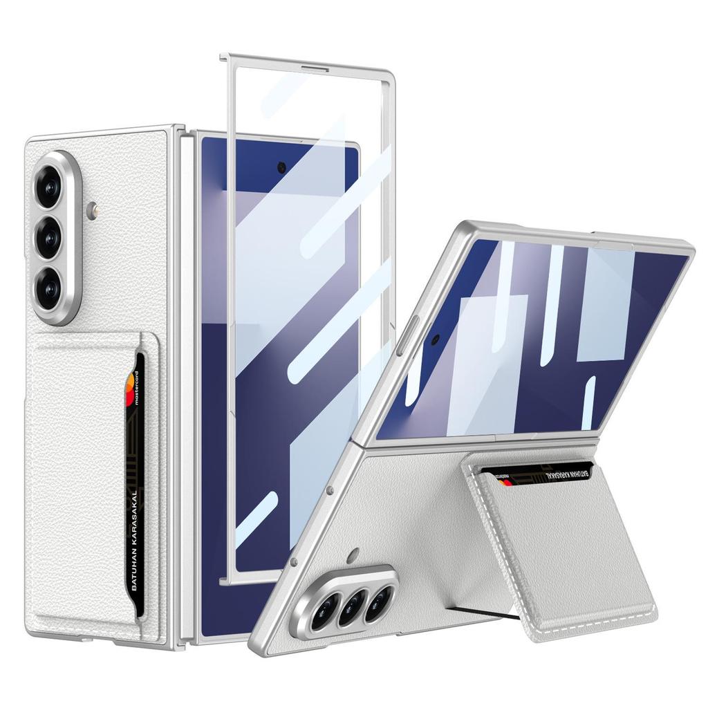 Samsung Z Fold7 Ultra-Thin Leather Phone Case with Card Holder & Stand