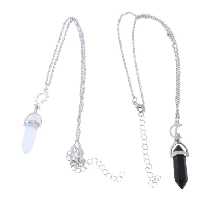 Изысканное Хрустальное Ожерелье Шестигранный Самоцвет для Чокера с Подвесками Солнце и Луна для G 1