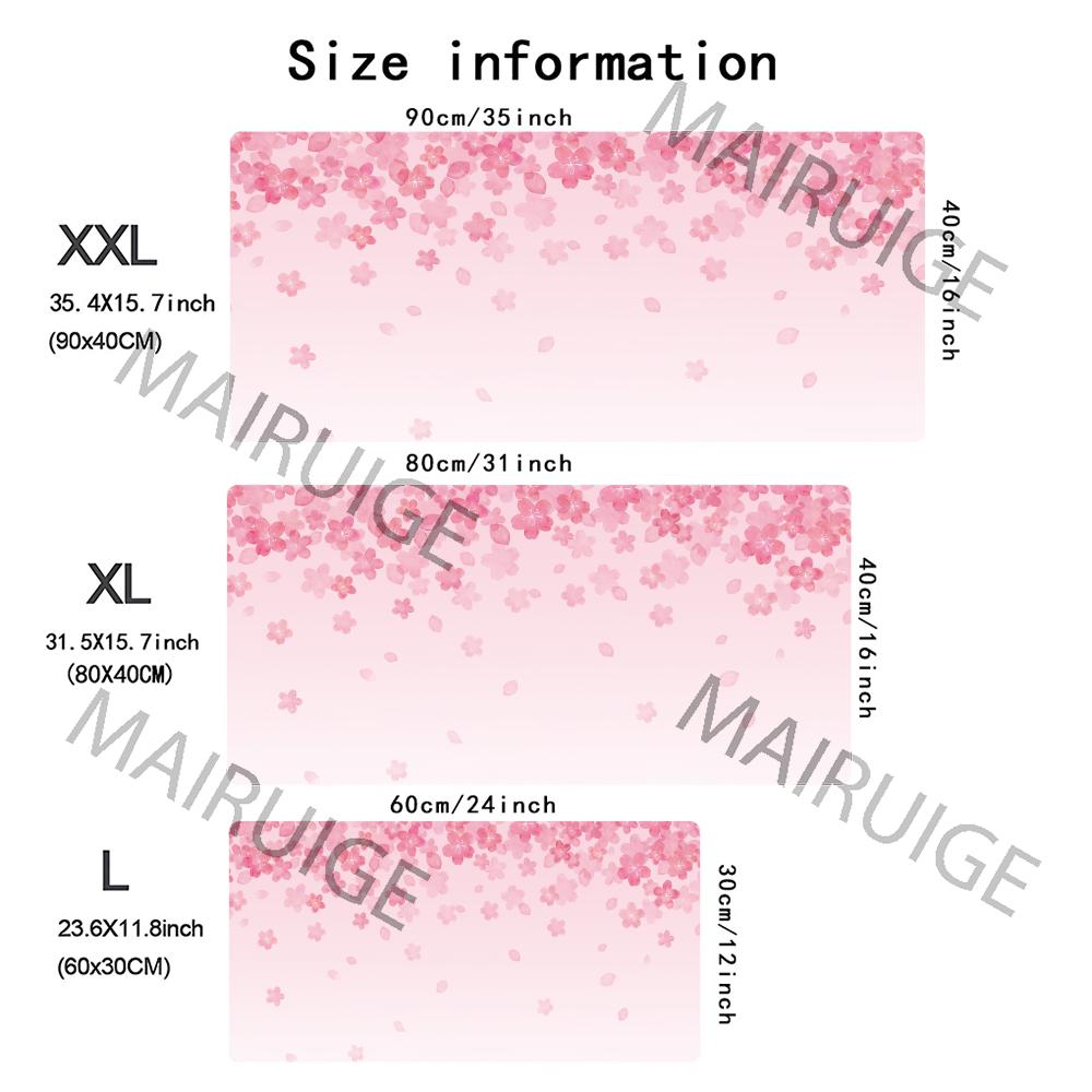 Pink Sakura Girly Mouse Pad Large Computer Office Game Table Mat XXL Rubber Anti-slip Stitched Edge Keyboard Mats Long Desk Pads