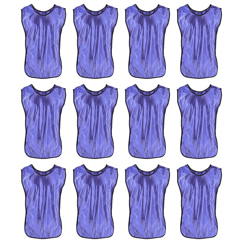 12pcs Purple Adult Training Vest Nylon Team Practice Pinnies Free Size for Football Basketball Fitness