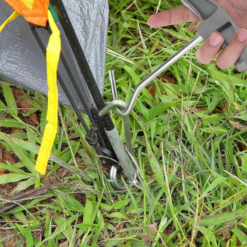 Tent Peg Ground Hook Pullers Tent Peg Nail Puller Tool Peg Puller Extractor Tent Stakes With Hook Extractor Remover Tent Accessories(4pcs, Silve