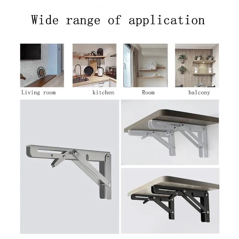 2ks ocelových skládacích držáků 6/8 palce, nastavitelné nástěnné trojúhelníkové skládací úhlové police na stůl