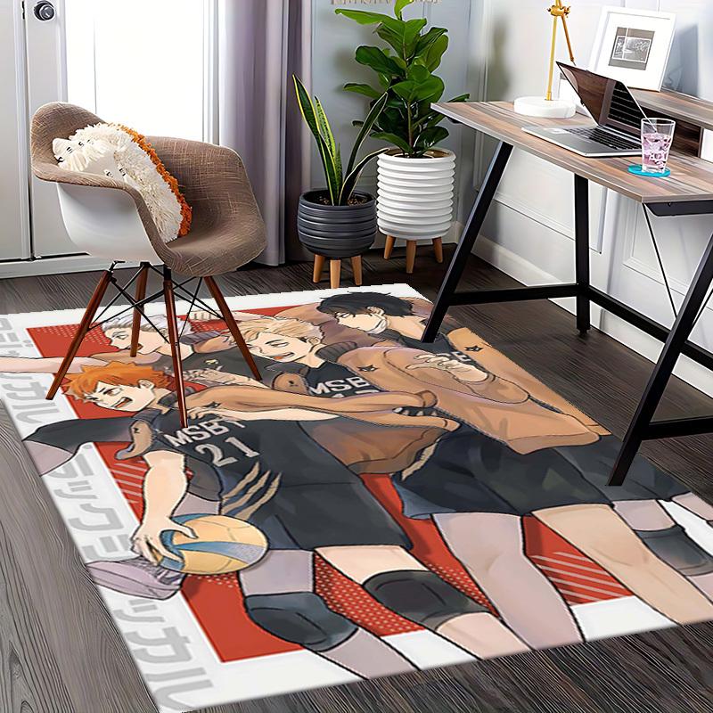 1pc Haikyuu!! MSBY Volleyball Team Chair Mat - Anime Cartoon Design, Anti-Slip Office Rug, Seasonal Gift for Fans.O082